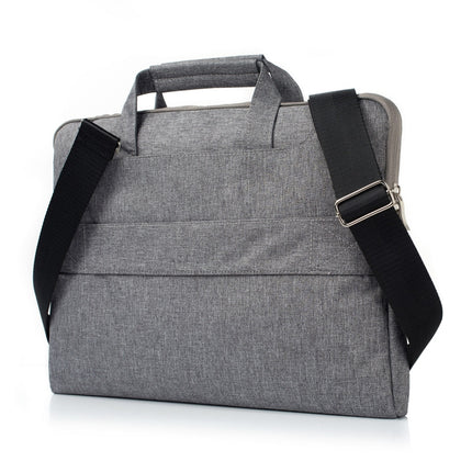 Portable One Shoulder Handheld Zipper Laptop Bag (Grey)-garmade.com