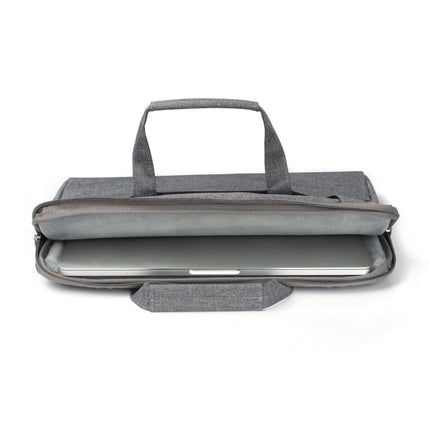 Portable One Shoulder Handheld Zipper Laptop Bag (Grey)-garmade.com