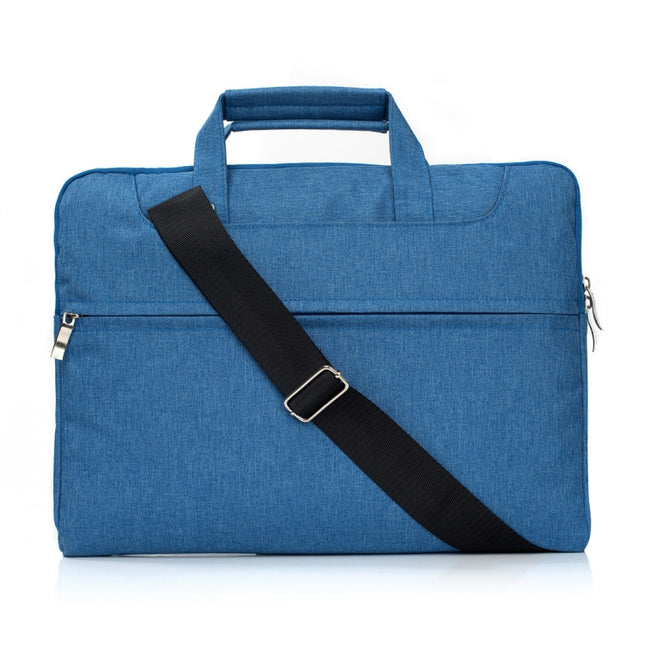 Portable One Shoulder Handheld Zipper Laptop Bag (Blue)-garmade.com
