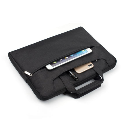Portable One Shoulder Handheld Zipper Laptop Bag (Black)-garmade.com