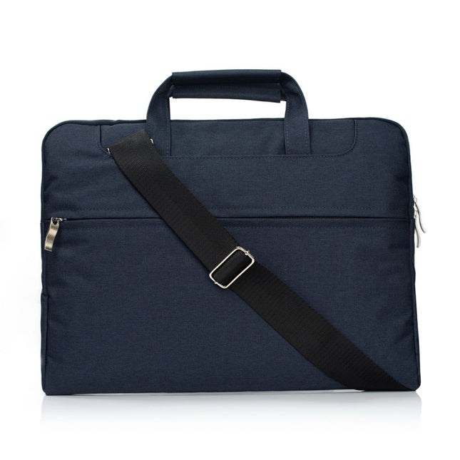 Portable One Shoulder Handheld Zipper Laptop Bag (Dark Blue)-garmade.com
