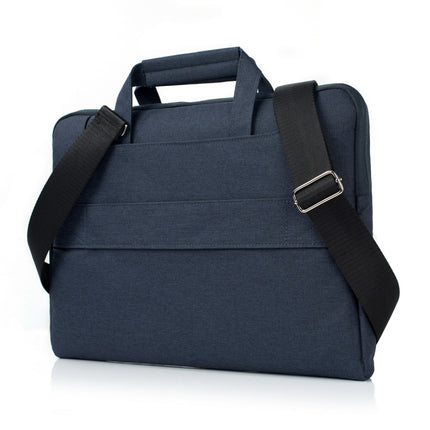 Portable One Shoulder Handheld Zipper Laptop Bag (Dark Blue)-garmade.com