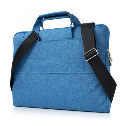 Portable One Shoulder Handheld Zipper Laptop Bag (Blue)-garmade.com