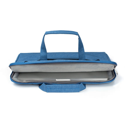 Portable One Shoulder Handheld Zipper Laptop Bag (Blue)-garmade.com