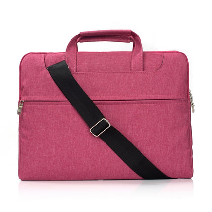 Portable One Shoulder Handheld Zipper Laptop Bag (Magenta)-garmade.com