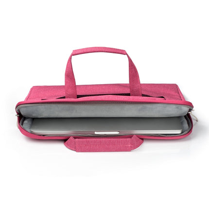 Portable One Shoulder Handheld Zipper Laptop Bag (Magenta)-garmade.com