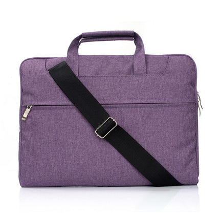 Portable One Shoulder Handheld Zipper Laptop Bag (Purple)-garmade.com