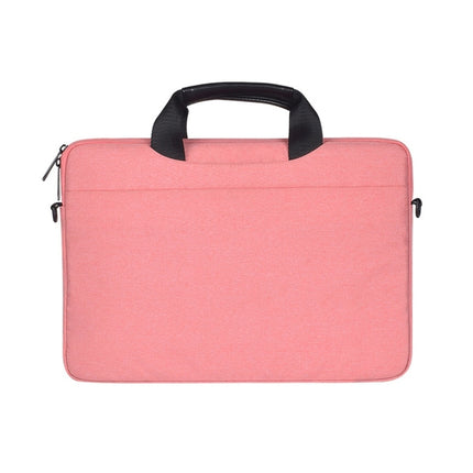 15.6 inch Breathable Wear-resistant Fashion Business Shoulder Handheld Zipper Laptop Bag with Shoulder Strap (Pink)-garmade.com