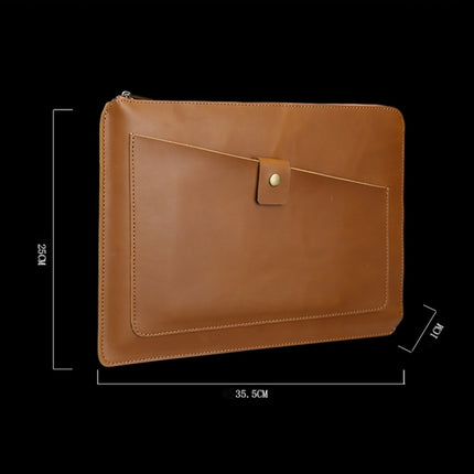 11.6 inch Genuine Leather Zipper Laptop Tablet Bag, For Macbook, Samsung, Lenovo, Sony, DELL Alienware, CHUWI, ASUS, HP 11.6 inch and Below Laptop(Coffee)-garmade.com