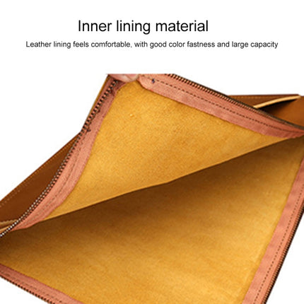 Universal Genuine Leather Business Zipper Laptop Tablet Bag For 13 inch and Below(Yellow)-garmade.com