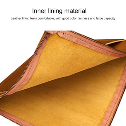 Universal Genuine Leather Business Zipper Laptop Tablet Bag For 13 inch and Below(Green)-garmade.com