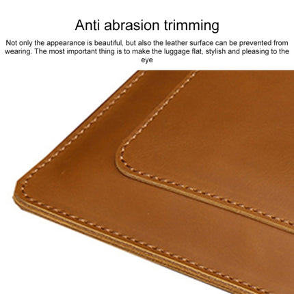 Universal Genuine Leather Business Zipper Laptop Tablet Bag For 15 inch and Below(Brown)-garmade.com