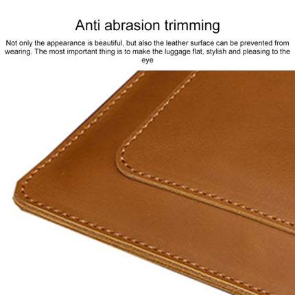 Universal Genuine Leather Business Zipper Laptop Tablet Bag For 15 inch and Below(Coffee)-garmade.com