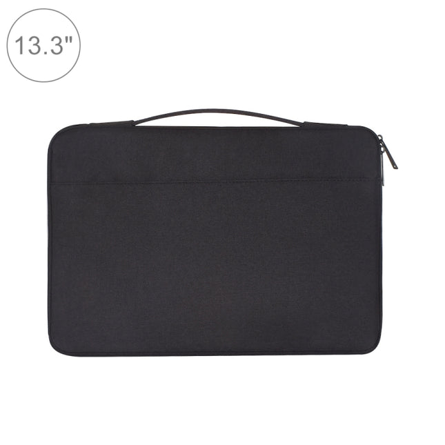 13.3 inch Fashion Casual Polyester + Nylon Laptop Handbag Briefcase Notebook Cover Case (Black)-garmade.com