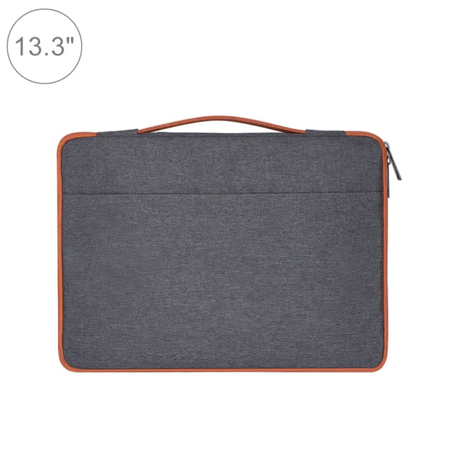 13.3 inch Fashion Casual Polyester + Nylon Laptop Handbag Briefcase Notebook Cover Case (Grey)-garmade.com
