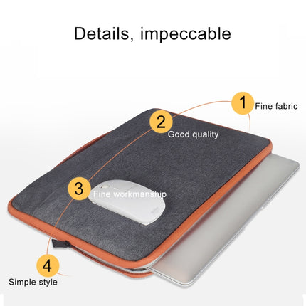 15.6 inch Fashion Casual Polyester + Nylon Laptop Handbag Briefcase Notebook Cover Case (Grey)-garmade.com