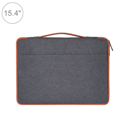 15.4 inch Fashion Casual Polyester + Nylon Laptop Handbag Briefcase Notebook Cover Case (Grey)-garmade.com