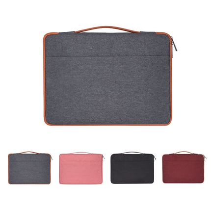 15.4 inch Fashion Casual Polyester + Nylon Laptop Handbag Briefcase Notebook Cover Case (Black)-garmade.com