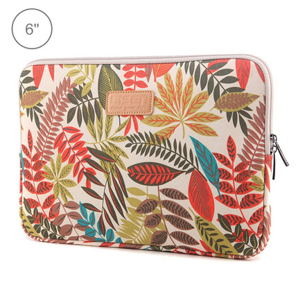 Lisen 6.0 inch Sleeve Case Colorful Leaves Zipper Briefcase Carrying Bag for Amazon Kindle(White)-garmade.com