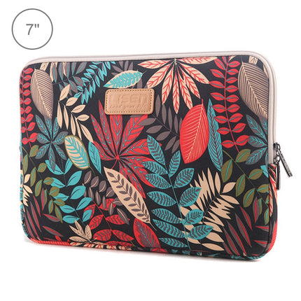 Lisen 7.0 inch Sleeve Case Colorful Leaves Zipper Briefcase Carrying Bag(Black)-garmade.com