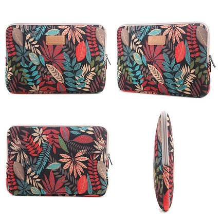 Lisen 7.0 inch Sleeve Case Colorful Leaves Zipper Briefcase Carrying Bag(Black)-garmade.com