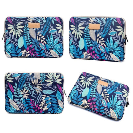 Lisen 8.3 inch Sleeve Case Colorful Leaves Zipper Briefcase Carrying Bag(Blue)-garmade.com