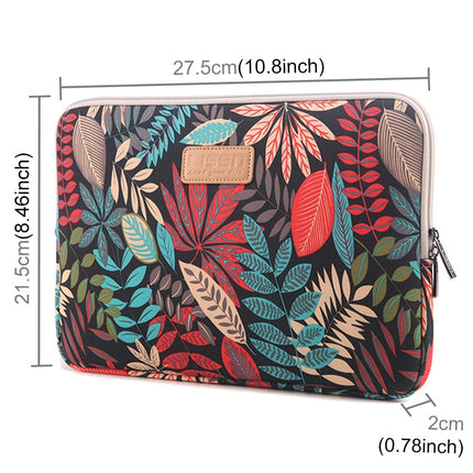 Lisen 9.8 inch Sleeve Case Colorful Leaves Zipper Briefcase Carrying Bag(Black)-garmade.com
