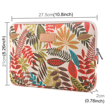 Lisen 9.8 inch Sleeve Case Colorful Leaves Zipper Briefcase Carrying Bag(White)-garmade.com