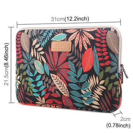 Lisen 11.6 inch Sleeve Case Colorful Leaves Zipper Briefcase Carrying Bag (Black)-garmade.com