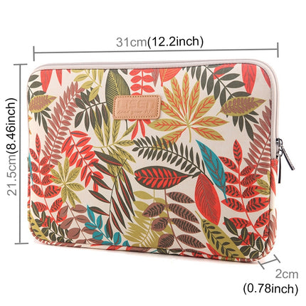 Lisen 11.6 inch Sleeve Case Colorful Leaves Zipper Briefcase Carrying Bag (White)-garmade.com
