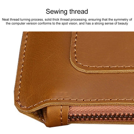 Universal Genuine Leather Business Zipper Laptop Tablet Bag For 15.4 inch and Below(Brown)-garmade.com