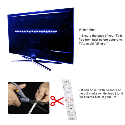 2m USB TV White Board Colorful Light Epoxy Rope Light, 60 LEDs SMD 5050 with 50cm USB Interface Cable & 17 Keys Remote Control, DC 5V-garmade.com