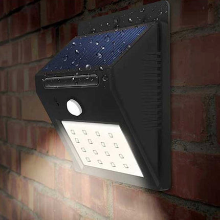 White Light Outdoor Solar Motion Sensor Light, 20 LED for Yard / Garden / Home / Driveway / Stairs / Outside Wall(Black)-garmade.com