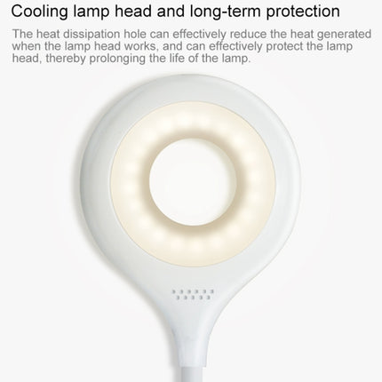 TGX-770 3-grade Brightness Touch Dimmer LED Desk Lamp, 28 LEDs Flexible Goose Neck Hollow Ring Design Eye Protection Light with Clip & Small Night Light Function-garmade.com