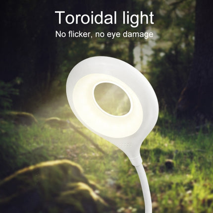 TGX-770 3-grade Brightness Touch Dimmer LED Desk Lamp, 28 LEDs Flexible Goose Neck Hollow Ring Design Eye Protection Light with Clip & Small Night Light Function-garmade.com