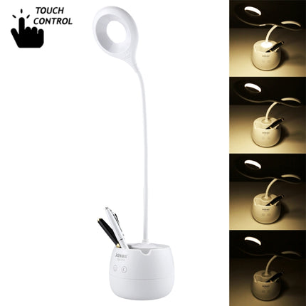 TGX-772 3-grade Brightness Touch Dimmer LED Desk Lamp, 28 LEDs Flexible Goose Neck Hollow Ring Design Eye Protection Light with Pen Holder / Small Night Light Function-garmade.com