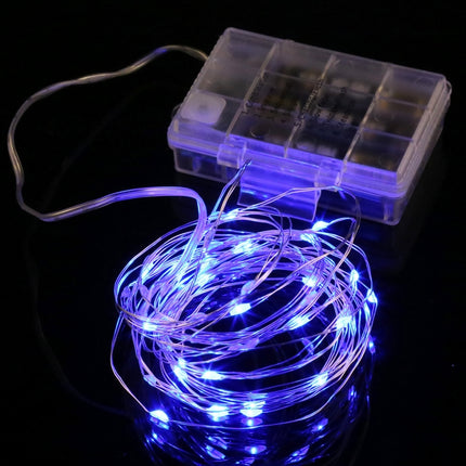 5m Silver Copper Wire String Light, 50 LEDs 3 x AA Batteries Box Fairy Lamp Decorative Light with Remote Control, DC 5V-garmade.com