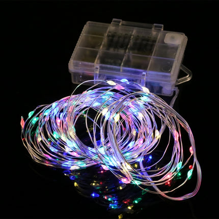 5m Silver Copper Wire String Light, 50 LEDs 3 x AA Batteries Box Fairy Lamp Decorative Light with Remote Control, DC 5V-garmade.com