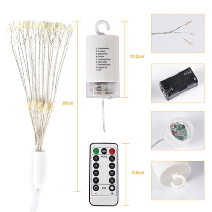 30cm Explosion Ball Fireworks Dimmable Copper Wire LED String Light, 150 LEDs Batteries Box LED Decorative Light with Remote Control(Colorful Light)-garmade.com