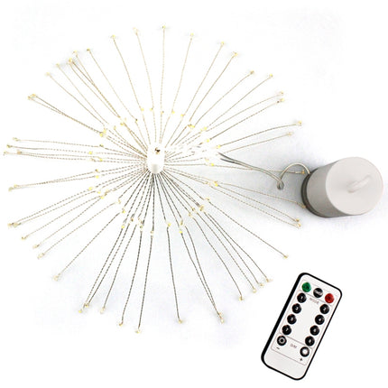 30cm Explosion Ball Fireworks Dimmable Copper Wire LED String Light, 150 LEDs Batteries Box LED Decorative Light with Remote Control(White Light)-garmade.com