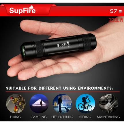 SupFire S7 CREE XPE 3W Water Resistant Strong LED Flashlight, 300 LM Portable Mini Lamp with Strong / Middle / Low / Strobe / SOS Modes for Hiking / Driving Tour / Camping-garmade.com