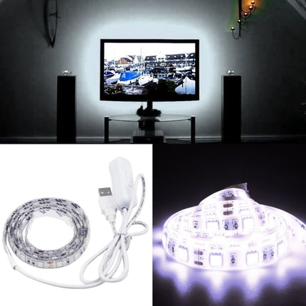 50cm 3W USB Rope Light, Epoxy IP65 Waterproof 30 LED 5050 SMD with 1m Extended Switch Cable, Wide: 10mm(White Light)-garmade.com