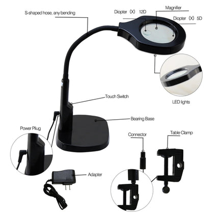 BEST Adjustable Desk Magnifier Lamp LED Light Magnifying Glass (Voltage 220V)-garmade.com