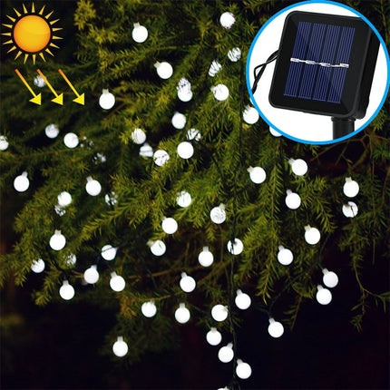 Ball Shape 30 LEDs Outdoor Waterproof Christmas Festival Decoration Solar Lamp String(White)-garmade.com