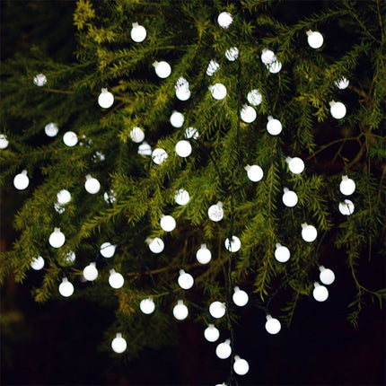 Ball Shape 30 LEDs Outdoor Waterproof Christmas Festival Decoration Solar Lamp String(White)-garmade.com