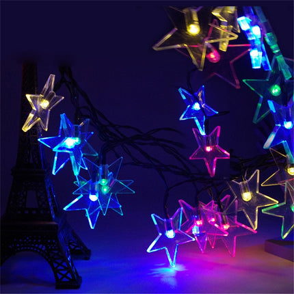 Star Shape 20 LEDs Outdoor Garden Christmas Festival Decoration Solar Lamp String(Colour)-garmade.com