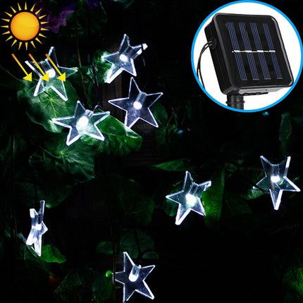 Star Shape 20 LEDs Outdoor Garden Christmas Festival Decoration Solar Lamp String(White)-garmade.com