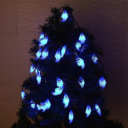 Ghost Shape 30 LEDs Outdoor Garden Waterproof Christmas Festival Decoration Solar Lamp String (Blue)-garmade.com