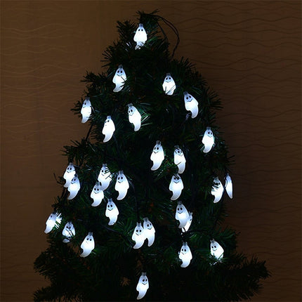 Ghost Shape 30 LEDs Outdoor Garden Waterproof Christmas Festival Decoration Solar Lamp String (White)-garmade.com