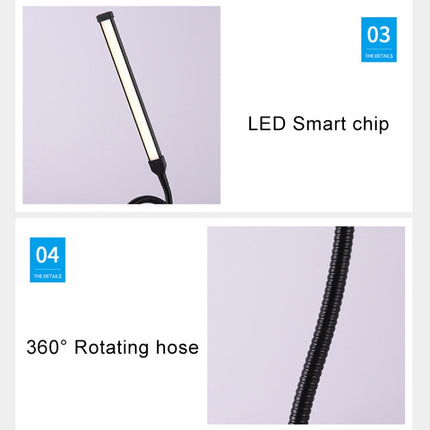 LED Desk Lamp 8W Folding Adjustable USB Charging Eye Protection Table Lamp, USB Charge Version + Power Plug(Black)-garmade.com